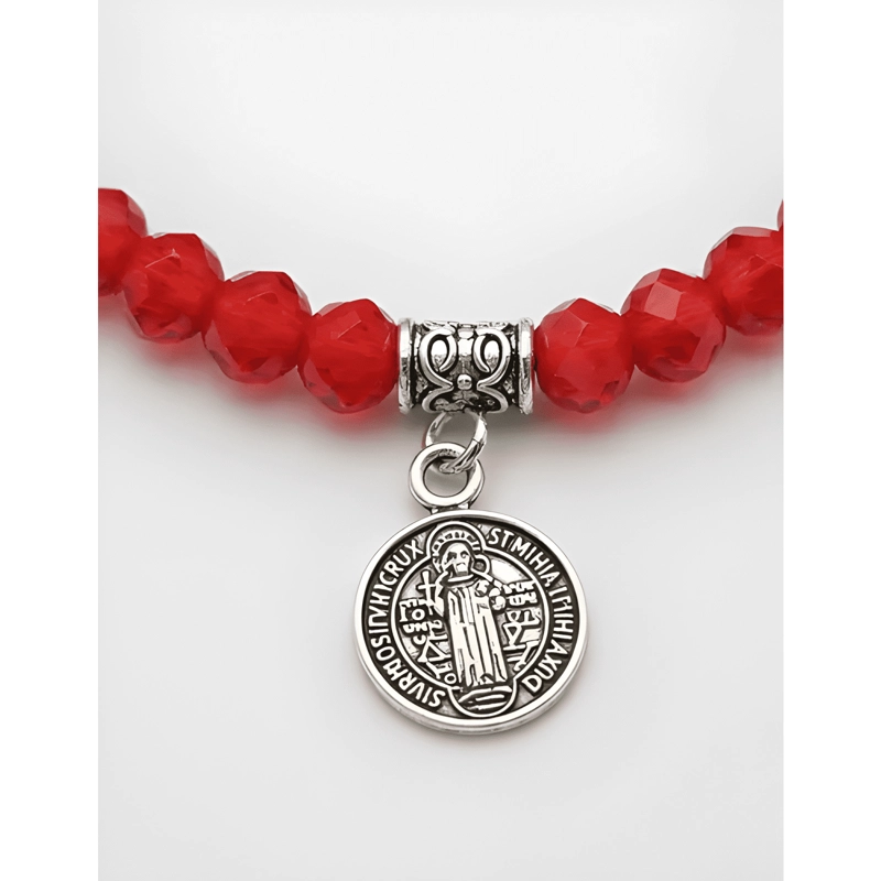 PULSERA CRISTALES ROJOS AMULETOS PROTECCION SUERTE BIENESTAR - 2