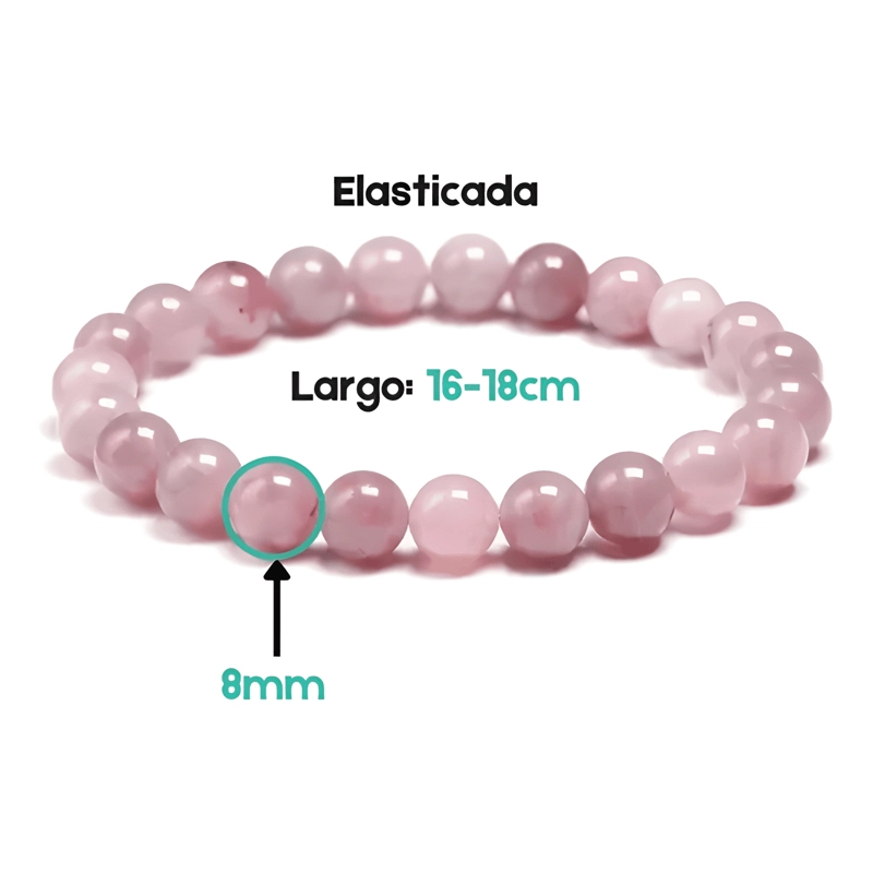 PULSERA PIEDRA NATURAL DE CUARZO ENERGE TICA 16 CM ROSA - 3