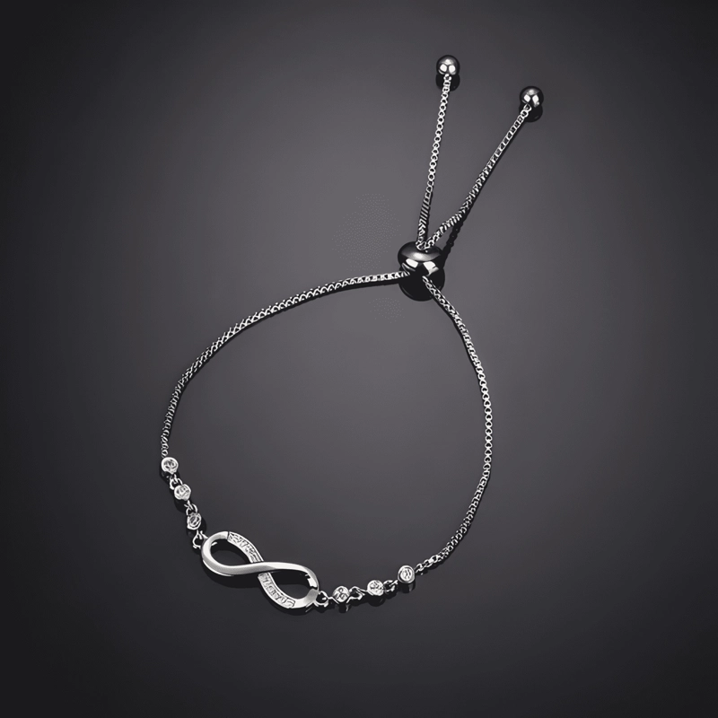 PULSERA INFINITO AJUSTABLE DE PLATA LEY S925 + BOLSA Y - 4