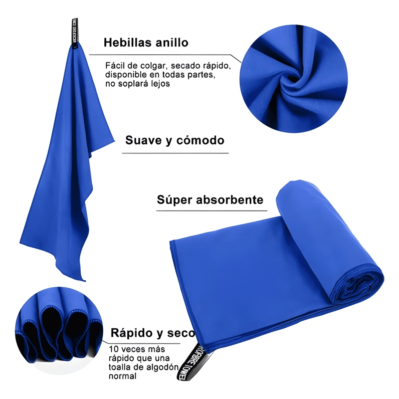 TOALLA DE BAÑO VIAJE DEPORTIVA MICROFIBA SECADO RAPIDO 3PCS - 2