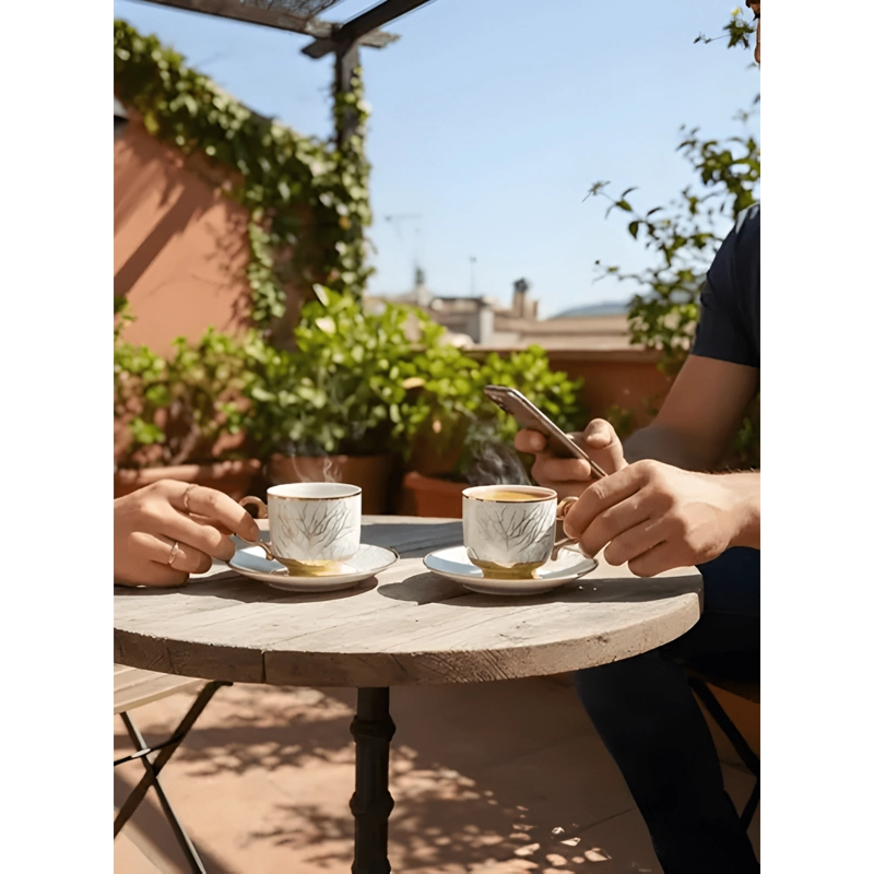 JUEGO VAJILLA TAZAS PLATILLOS GOURMET GRABADOS BOTANICOS - 2