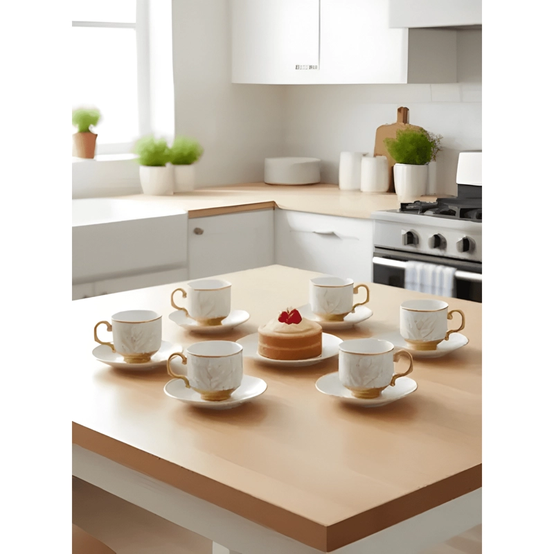JUEGO VAJILLA TAZAS PLATILLOS GOURMET GRABADOS BOTANICOS - 3