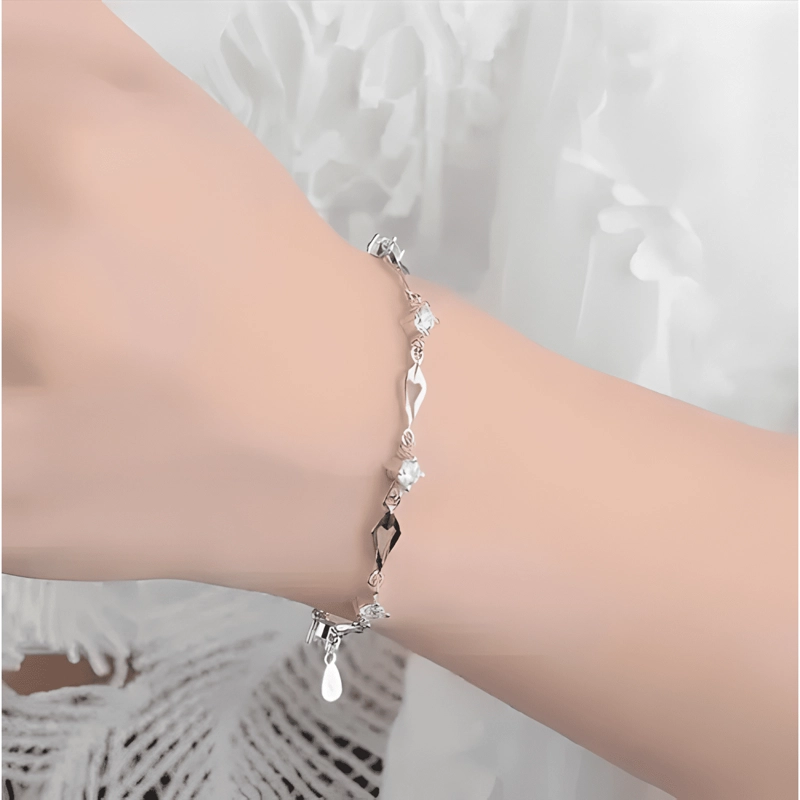 PULSERA DE PLATA FINA 925 AMATISTA DIAMETRO 17 CM LILA - 1