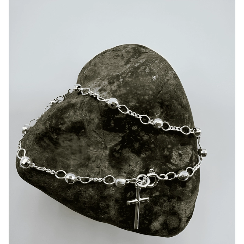 PULSERA ROSARIO MUJER PLATA ITALIANA 925 - 3