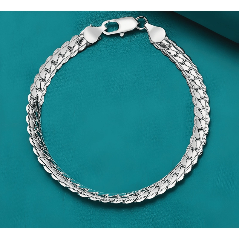 PULSERA GRUMET PLANA PLATA 925 UNISEX REGALO #14 - 1