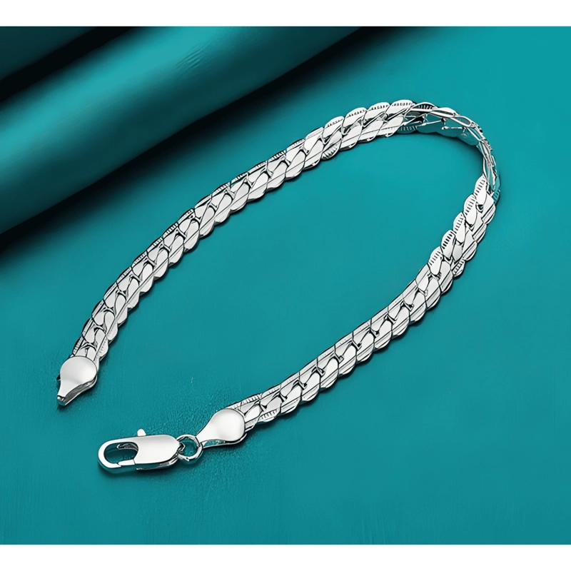 PULSERA GRUMET PLANA PLATA 925 UNISEX REGALO #14 - 2