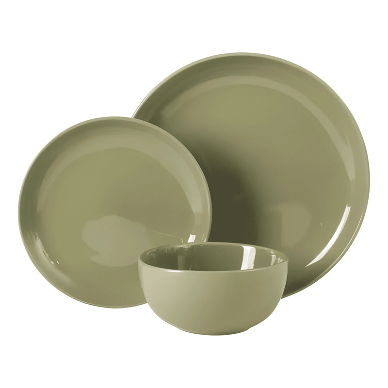 JUEGO DE VAJILLA 12 PIEZAS CON PLATOS Y CUENCOS GIB... VERDE - 4
