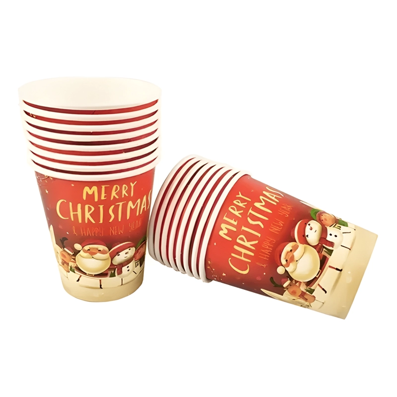 JUEGO VAJILLA DE NAVIDAD SERVILLETA DESECHABLES VASO - 4