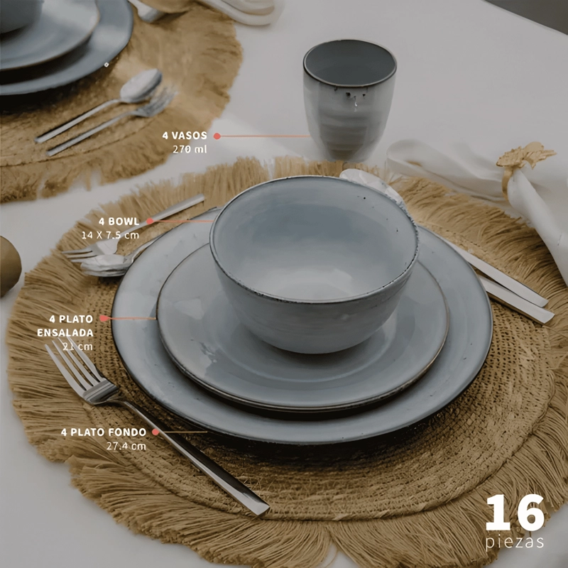 JUEGO DE LOZA 24PCS AMALFI + CUCHILLERIA 24PCS CERDEÑA - 2
