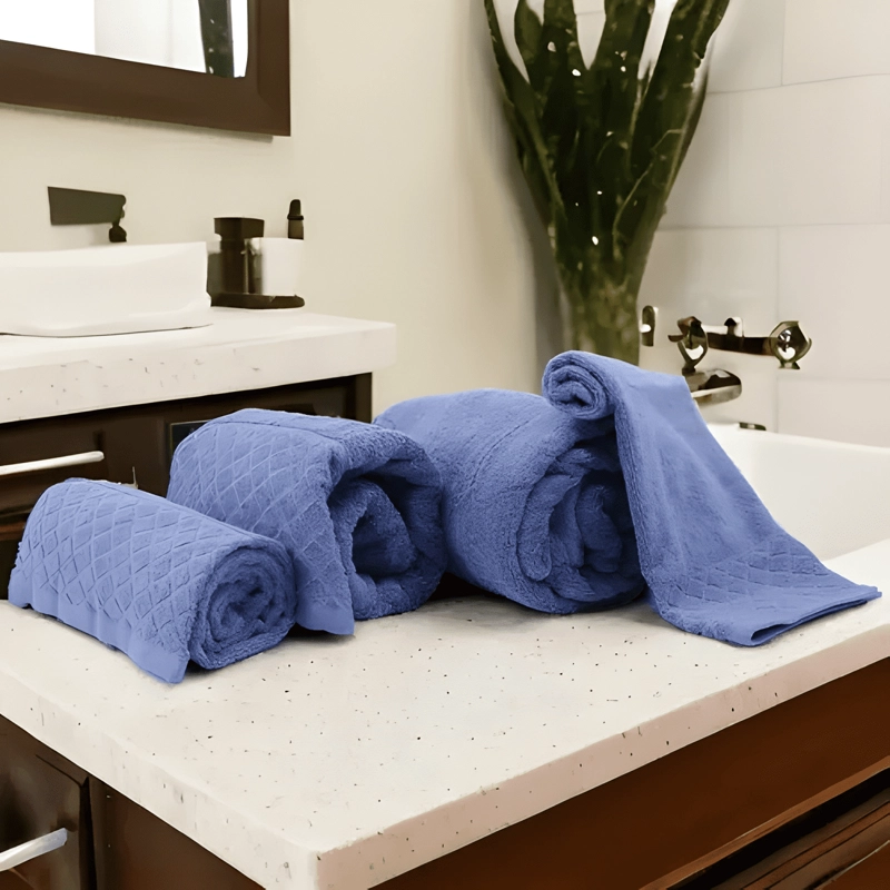 TOALLA DE CARA 30*50CM 100% ALGODO PACK DE 2 LISO AZUL - 1