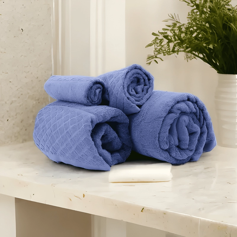 TOALLA DE CARA 30*50CM 100% ALGODO PACK DE 2 LISO AZUL - 2