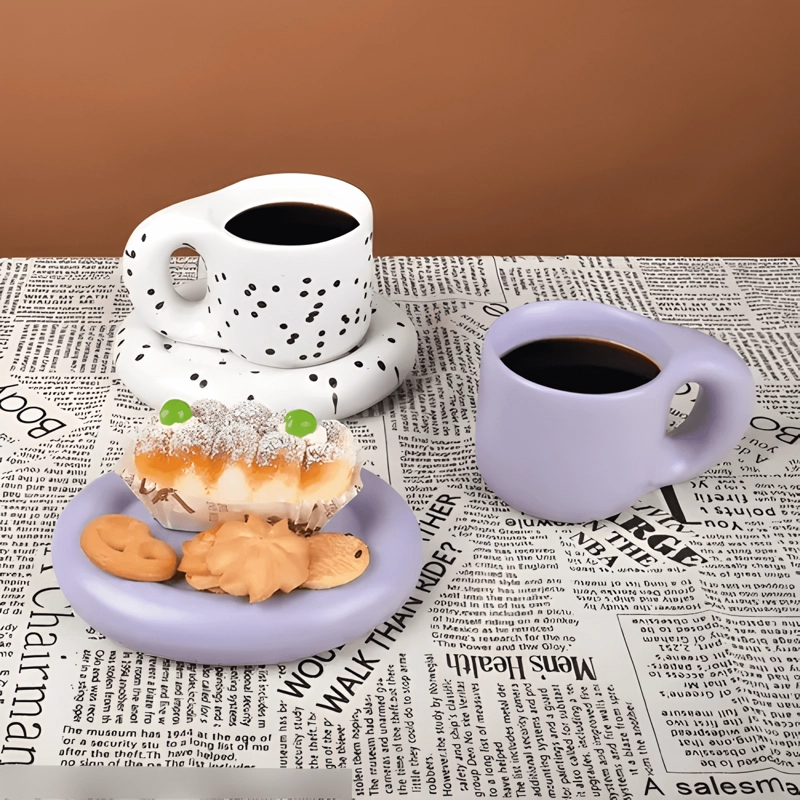 SET TAZA Y PLATO CERAMICO CON ASA GRANDE PARA KOYTHI... CAFE - 4