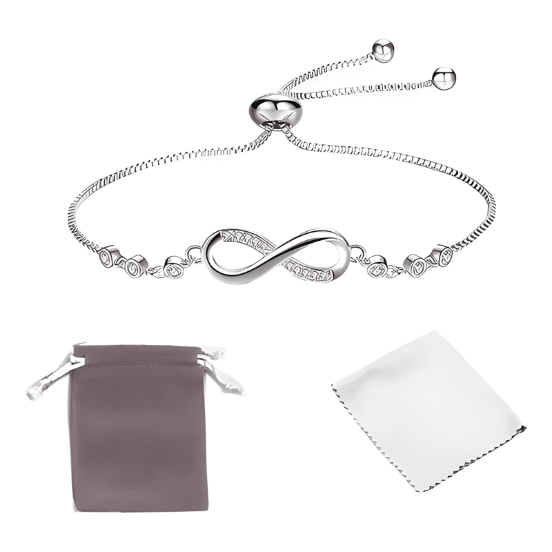 PULSERA INFINITO AJUSTABLE DE PLATA LEY S925 + BOLSA + #5 - 1