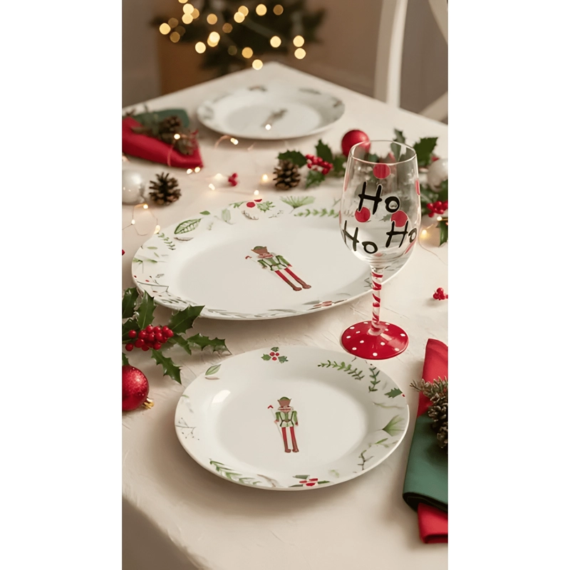 VAJILLA PORCELANA NAVIDAD, 6 PERSONAS 30 PIEZAS, CASCANUECES - 3