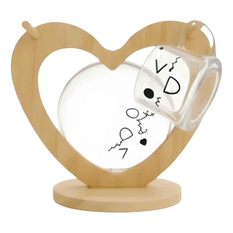 JUEGO VAJILLA TAZAS SOPORTE BAMBU DISEÑO CORAZON CAFE  #2 - 1