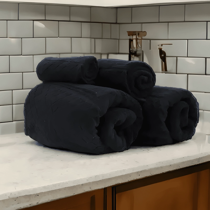 TOALLA DE CARA 30*50CM 100% ALGODO PACK DE 2 LISO NEGRO - 2