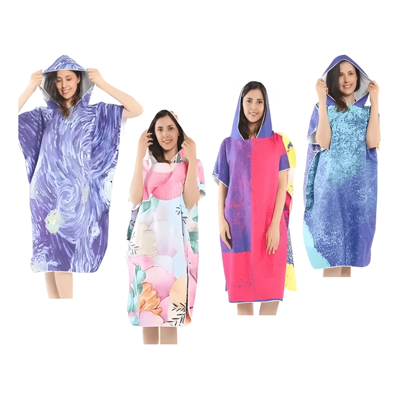 SET 2 TOALLA DE BAÑO MUJER CON CAPUCHA SECADO RAPIDO ESTAMPA - 1