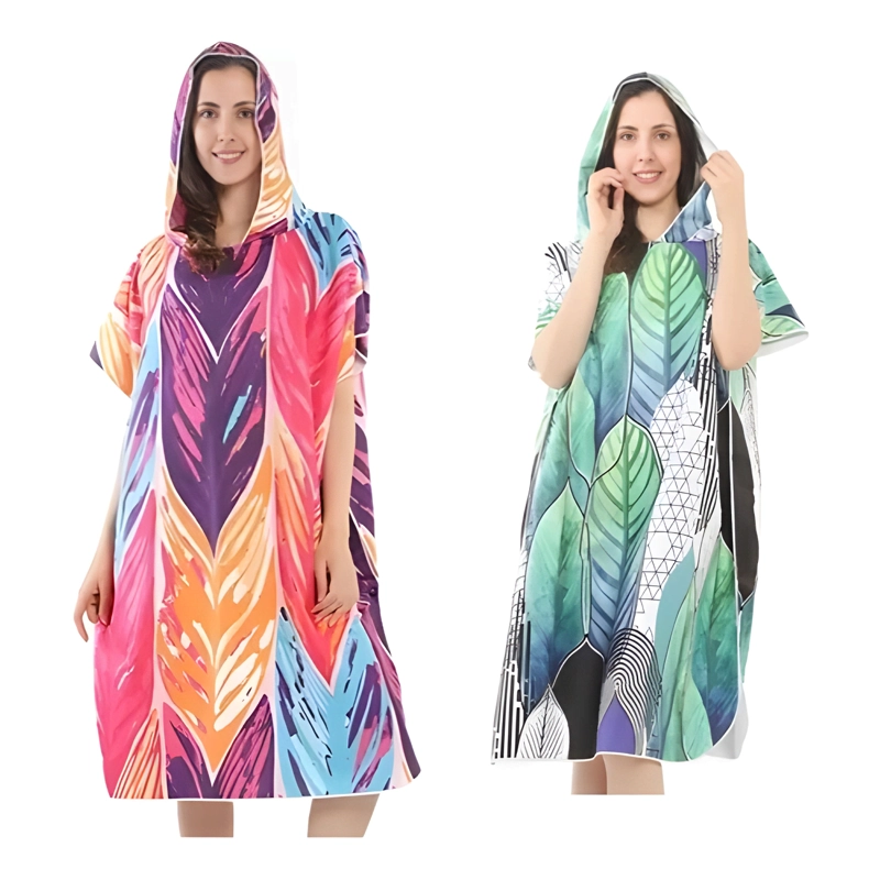 SET 2 TOALLA DE BAÑO MUJER CON CAPUCHA SECADO RAPIDO ESTAMPA - 3