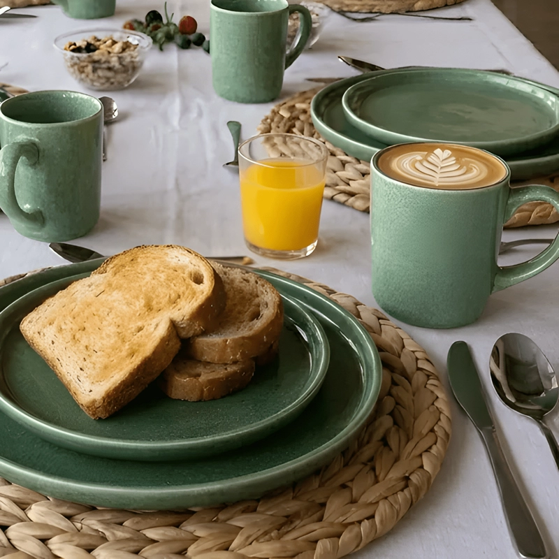 SET VAJILLA 24 PIEZAS CERAMICA LINEA RUSTICA CON MUG #22 - 1