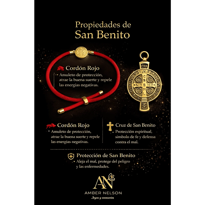PULSERA CORDON SAN BENITO BAÑO DE ORO PROTECCION MAL ROJO - 3