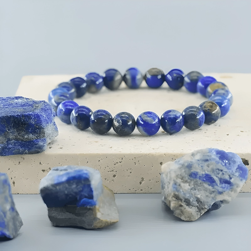 PULSERA DE PIEDRA LAPISLAZULI 6MM HOMBRE MUJER MODA - 3