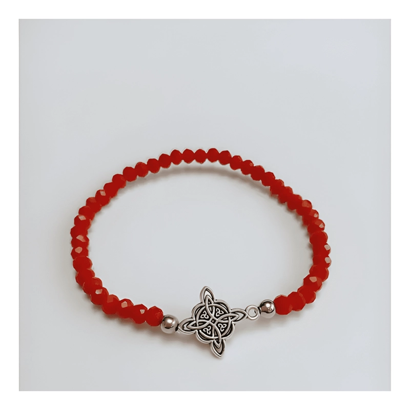 PULSERA PIEDRAS ROJAS AMULETO NUDO DE BRUJA ELASTICO #2 - 2