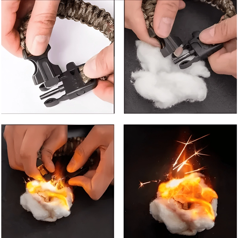 PAR DE PULSERAS TACTICA PARACORD DE SUPERVIVENCIA MULTIUSO - 3