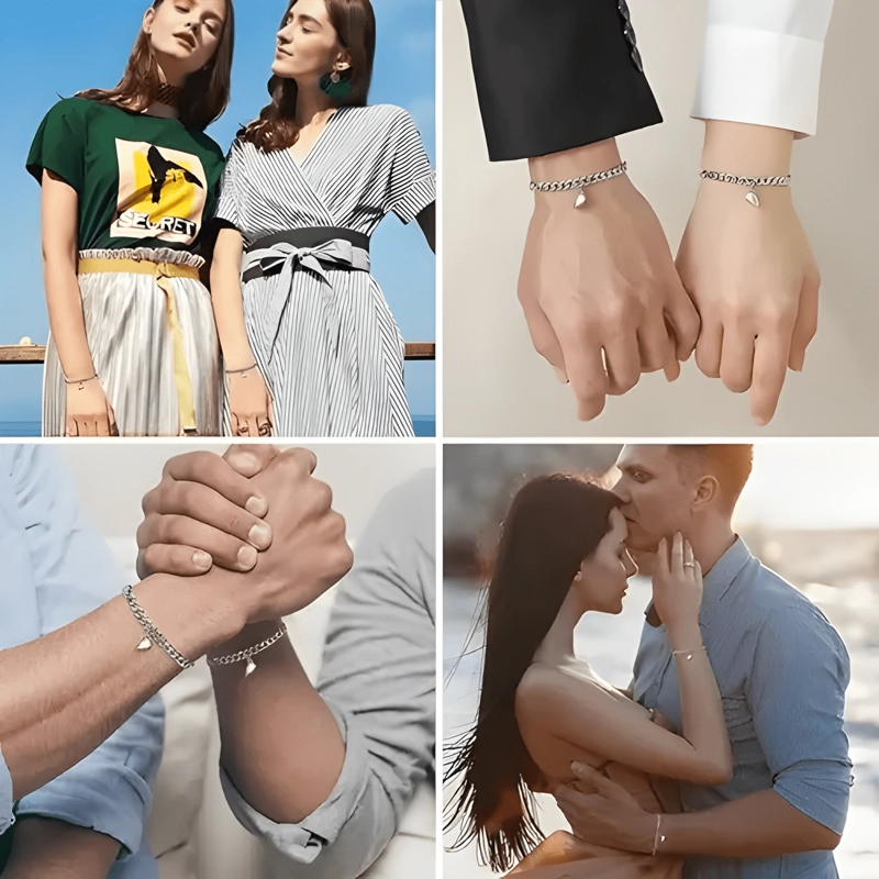 PULSERAS PARA PAREJAS CON IMAN CORAZON REGALO DE AMOR - 2