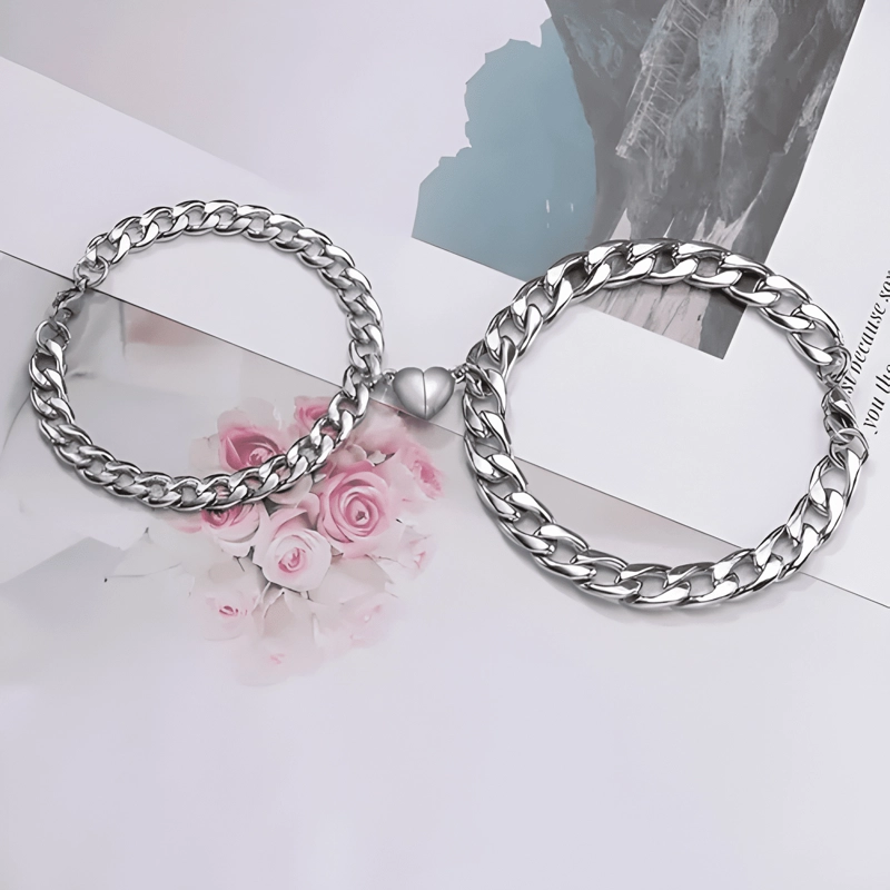 PULSERAS PARA PAREJAS CON IMAN CORAZON REGALO DE AMOR - 4