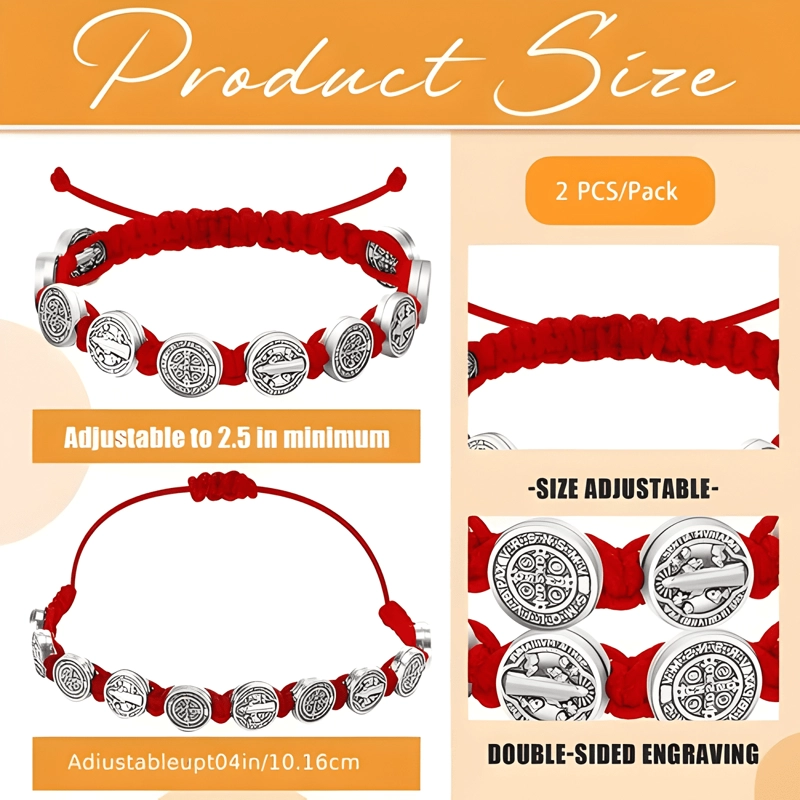 2 PIEZAS PULSERAS SAN BENITO PROTECCION BUENA SUERTE REGALO - 2
