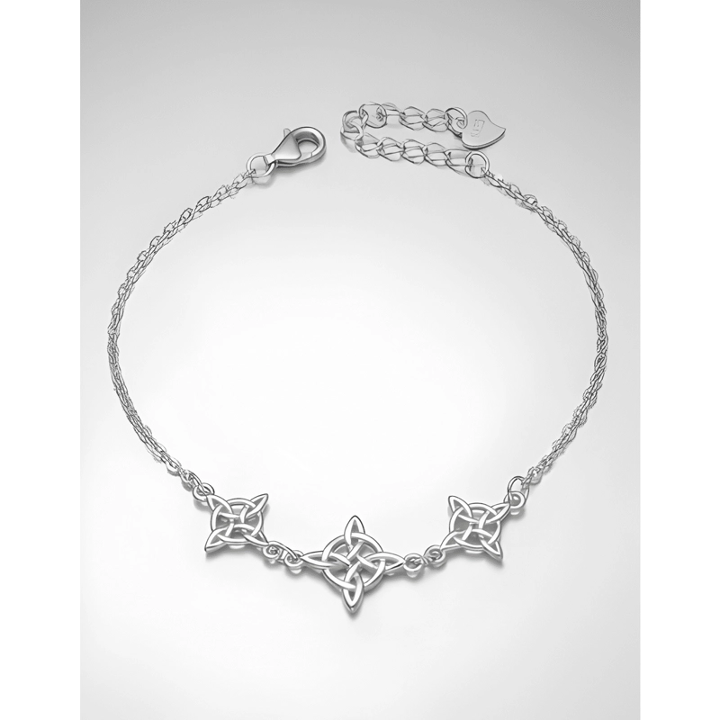 PULSERA DE NUDO DE BRUJAS PLATA FINA AJUSTABLE PROTECCION - 1
