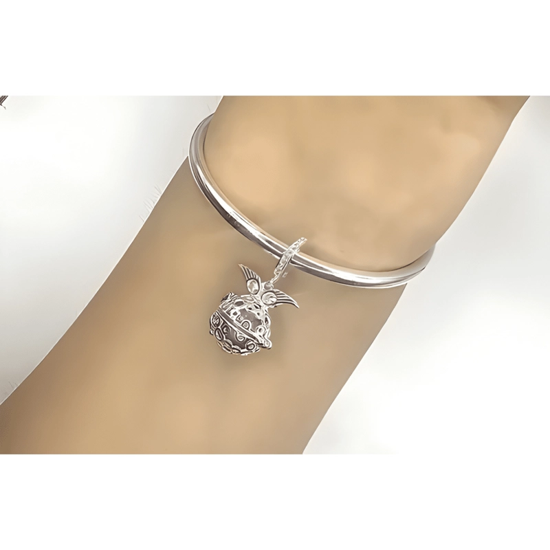 CHARM COLGANTE LLAMADOR DE ANGELES PLATA 925 BUHO ALAS - 1