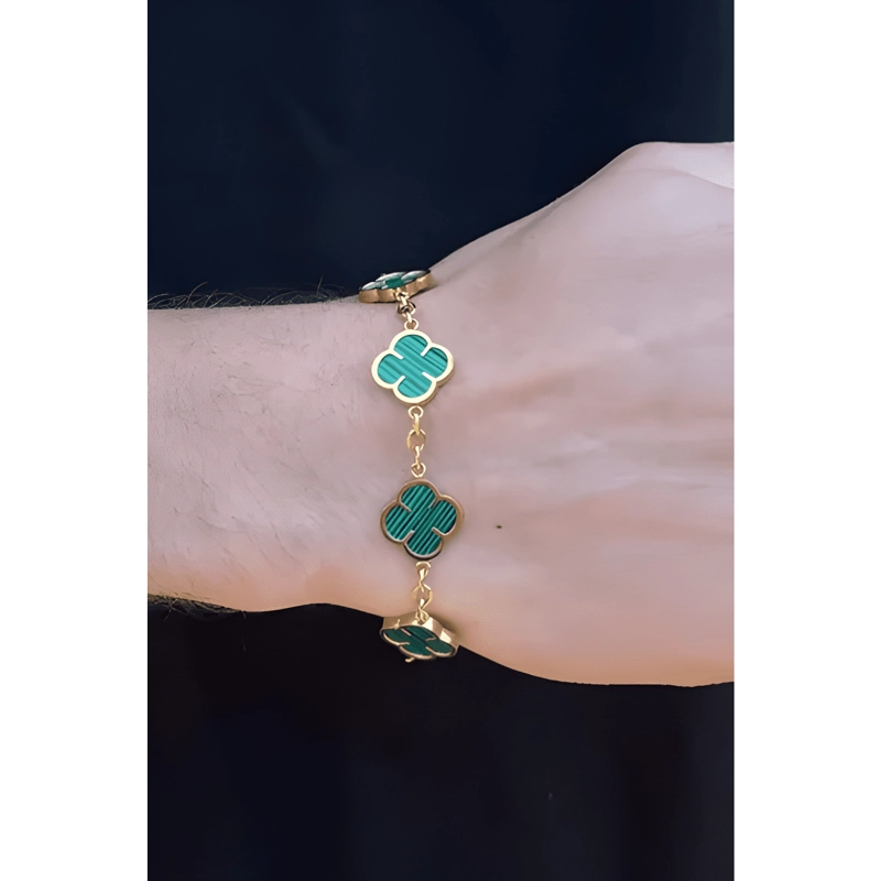 PULSERA GREEN CLOVER ENCHAPADO ORO 19 CM VERDE - 1
