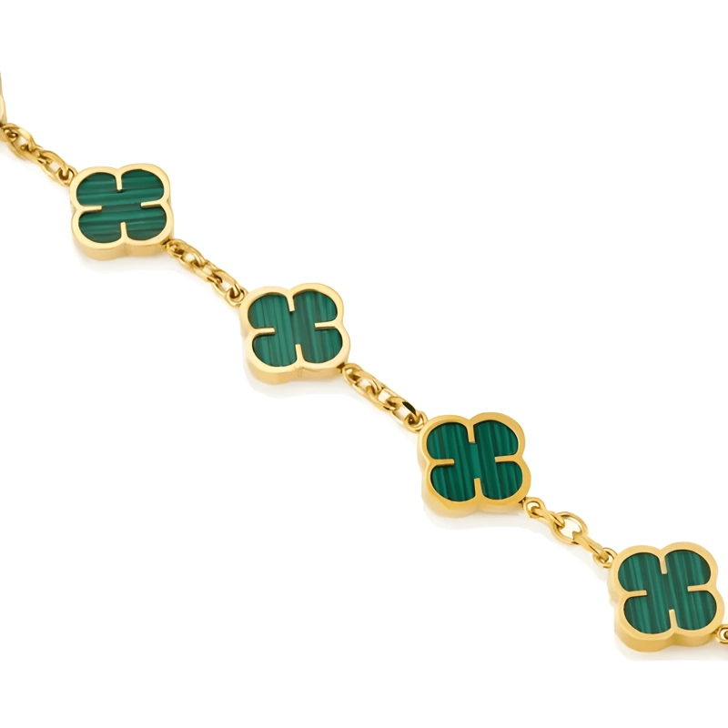 PULSERA GREEN CLOVER ENCHAPADO ORO 19 CM VERDE - 2