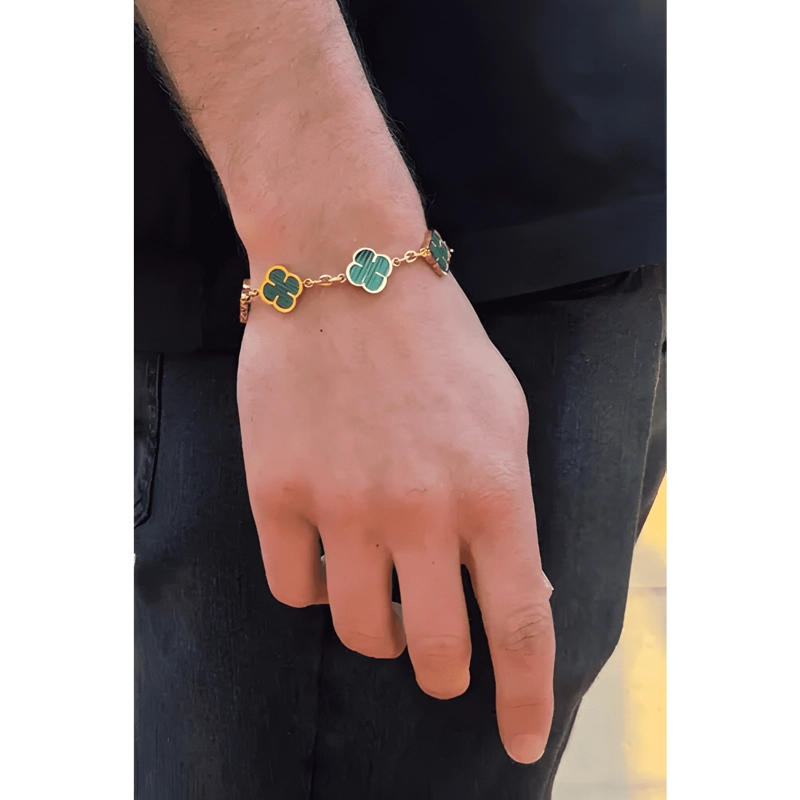 PULSERA GREEN CLOVER ENCHAPADO ORO 19 CM VERDE - 3