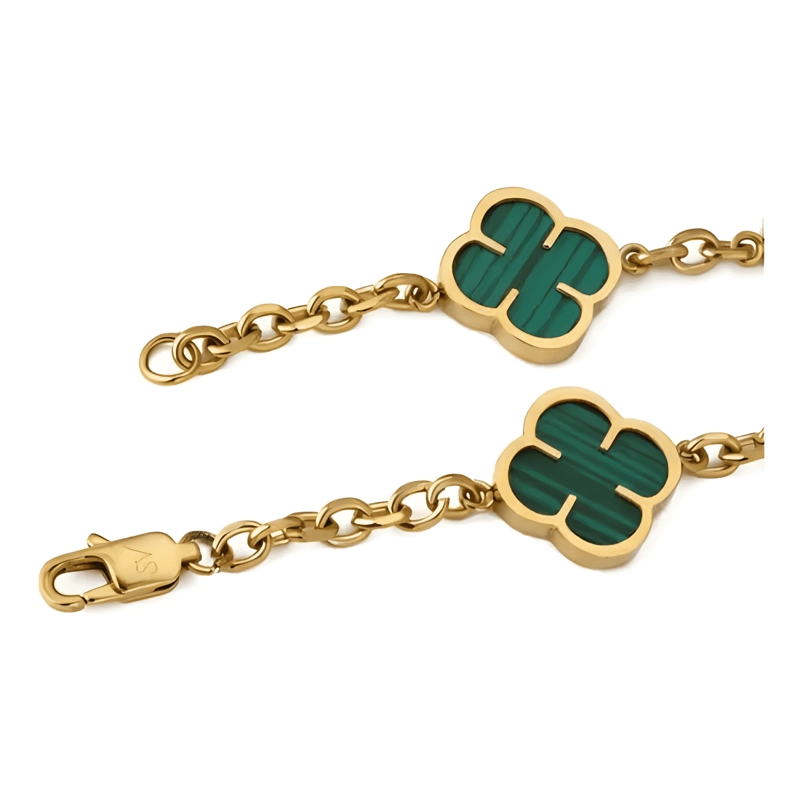 PULSERA GREEN CLOVER ENCHAPADO ORO 19 CM VERDE - 4
