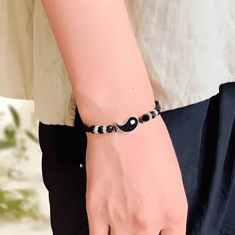 PULSERA PAREJA AMISTAD YING YANG HILO Y VALENTIN ROJO NEGRO - 3
