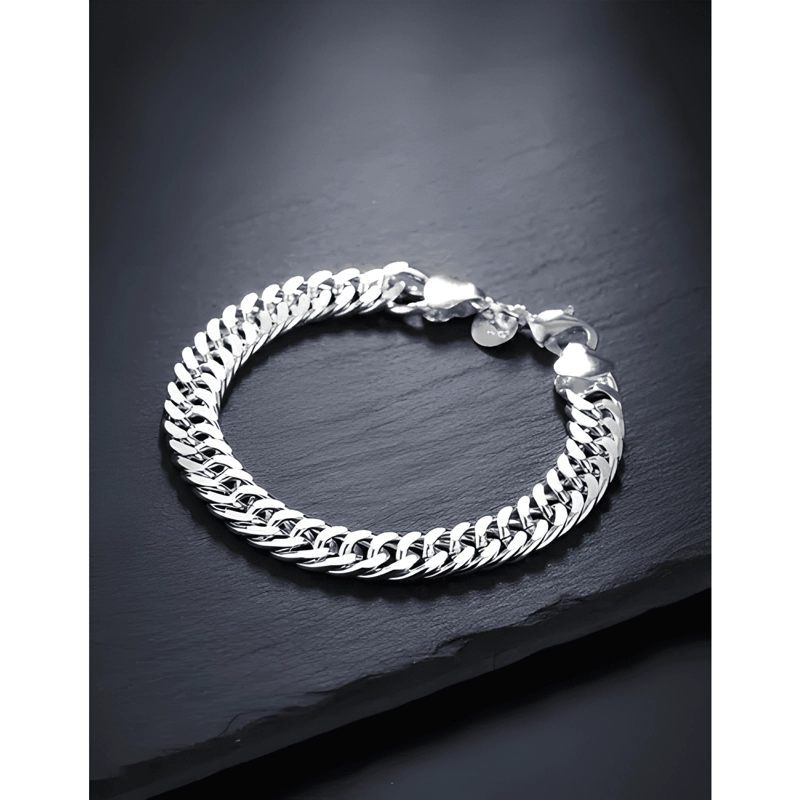 PULSERA 10 MM ANCHA CHAPADA PLATA 925 CALIDAD PREMIUM - 1