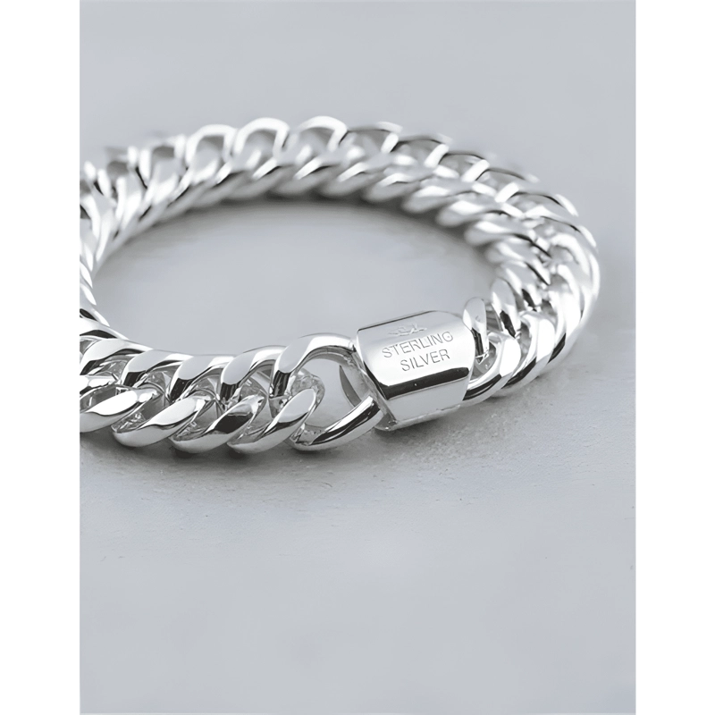 PULSERA 10 MM ANCHA CHAPADA PLATA 925 CALIDAD PREMIUM - 2