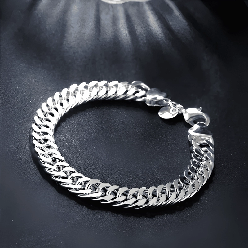 PULSERA 10 MM ANCHA CHAPADA PLATA 925 CALIDAD PREMIUM - 3