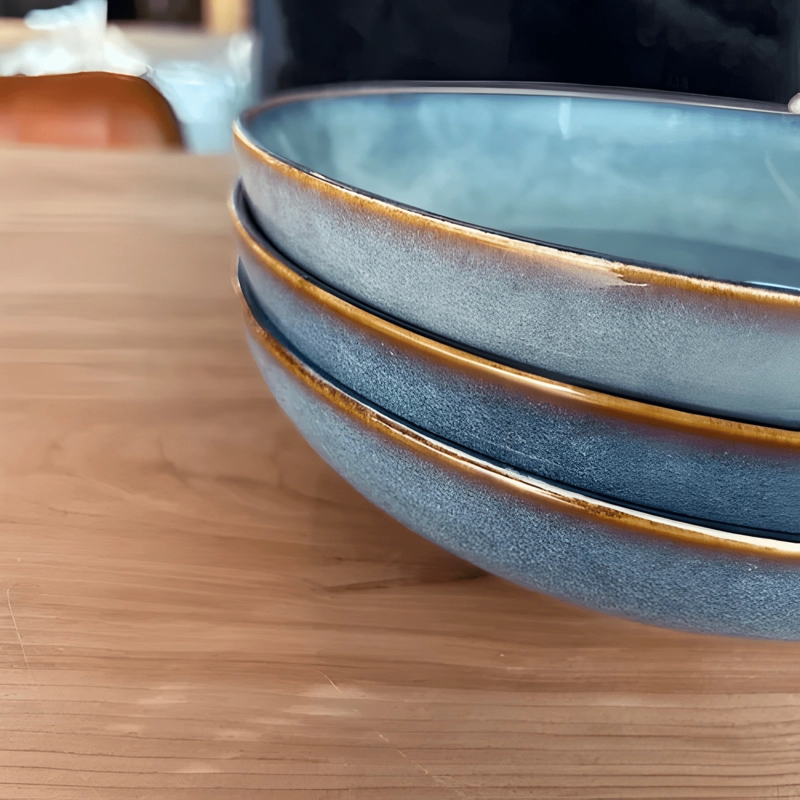 SET 6 BOWL REDONDO CERAMICA 22X4.5 CM LINEA EFES TIPO GRES - 1