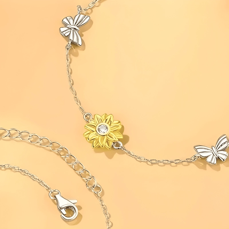 PULSERA GIRASOL PLATA 925 CORAZON MUJER JOYA DIAMETRO 17 - 1