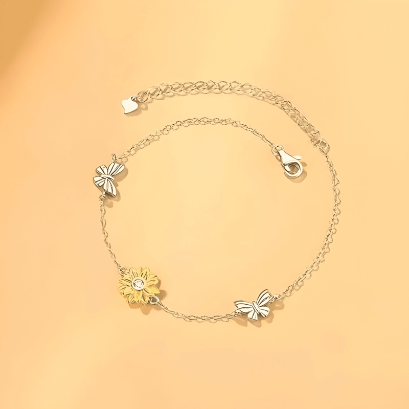 PULSERA GIRASOL PLATA 925 CORAZON MUJER JOYA DIAMETRO 17 - 2