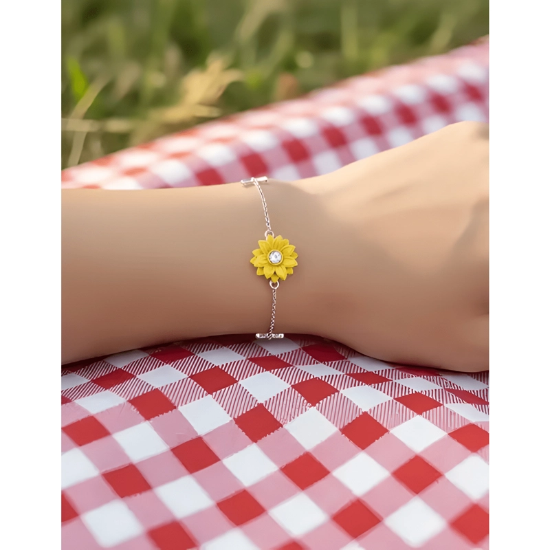 PULSERA GIRASOL PLATA 925 CORAZON MUJER JOYA DIAMETRO 17 - 3