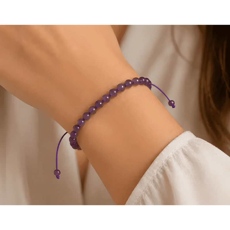 PULSERA PIEDRA AMATISTA NATURAL AJUSTABLE PROTECCION - 1