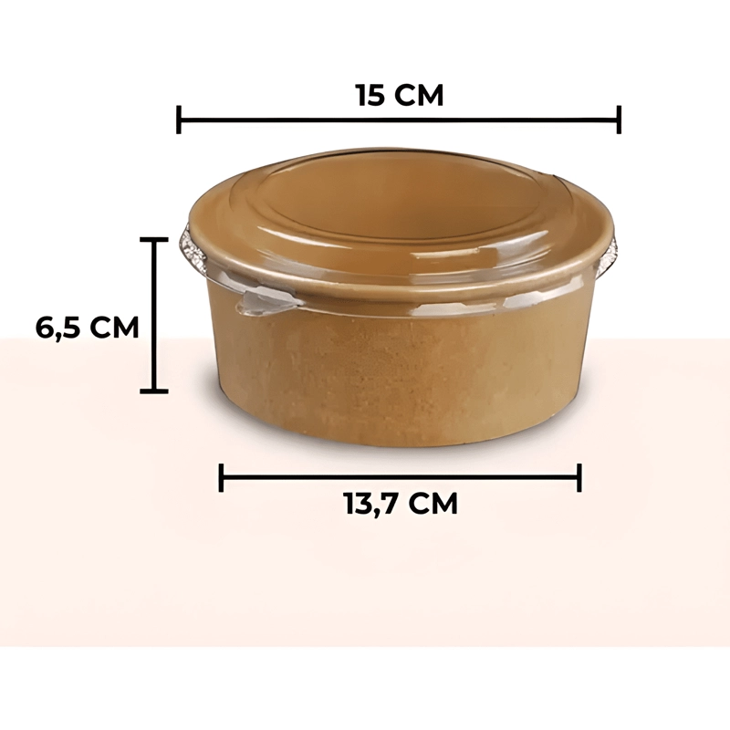 100 BOWL ENVASE RECIPIENTE KRAFT ALIMENTOS TAPA PET 750ML - 1