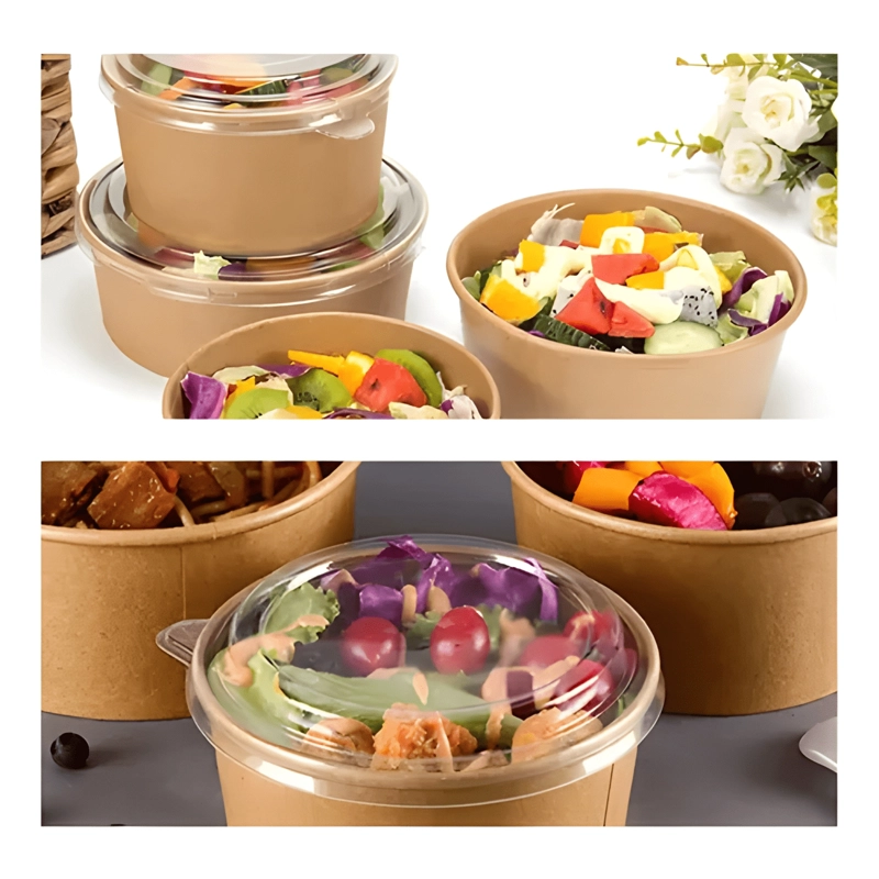 100 BOWL ENVASE RECIPIENTE KRAFT ALIMENTOS TAPA PET 750ML - 2