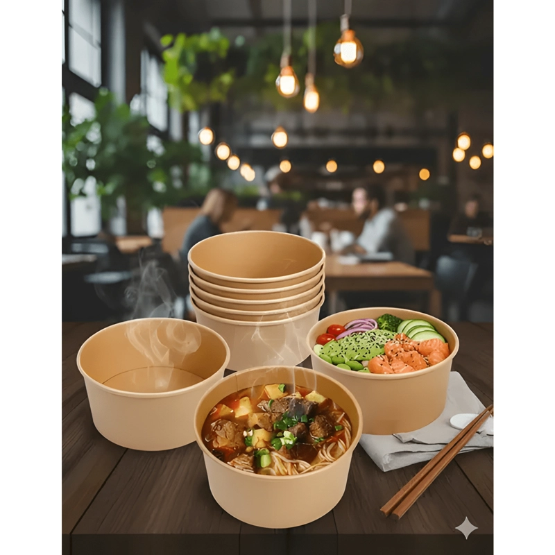 ENVASE BOWL POLIPAPEL KRAFT 750CC CON TAPA POR 50 - 1