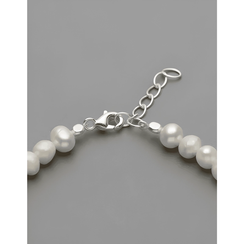 PULSERA PLATA 925 MANO DE FATIMA PERLAS DE RIO NATURAL MUJER - 2