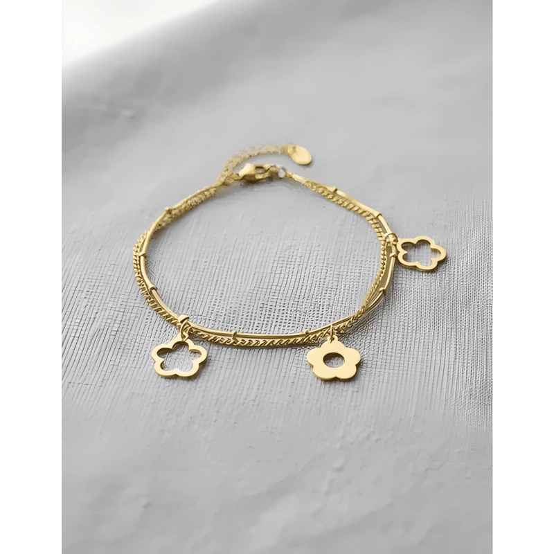 BRAZALETE | TOBILLERA DE ACERO INOXIDABLE - FLOR - 1